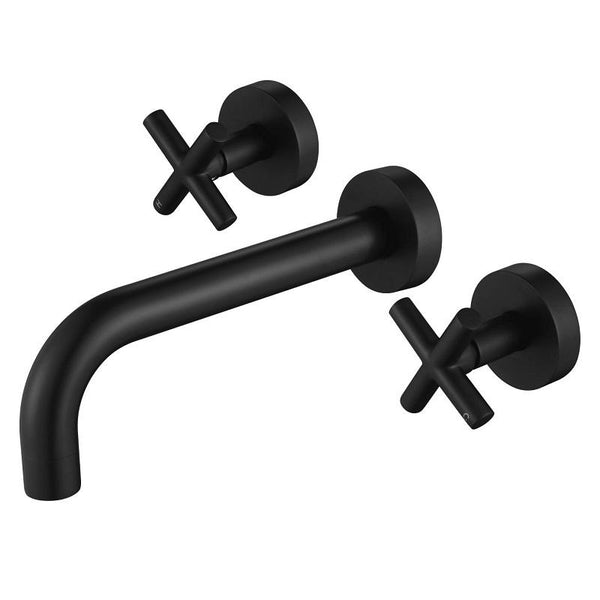 Modern National Cross Handle Ryker Bath/Wall Basin Set 1/4 Turn Matte Black
