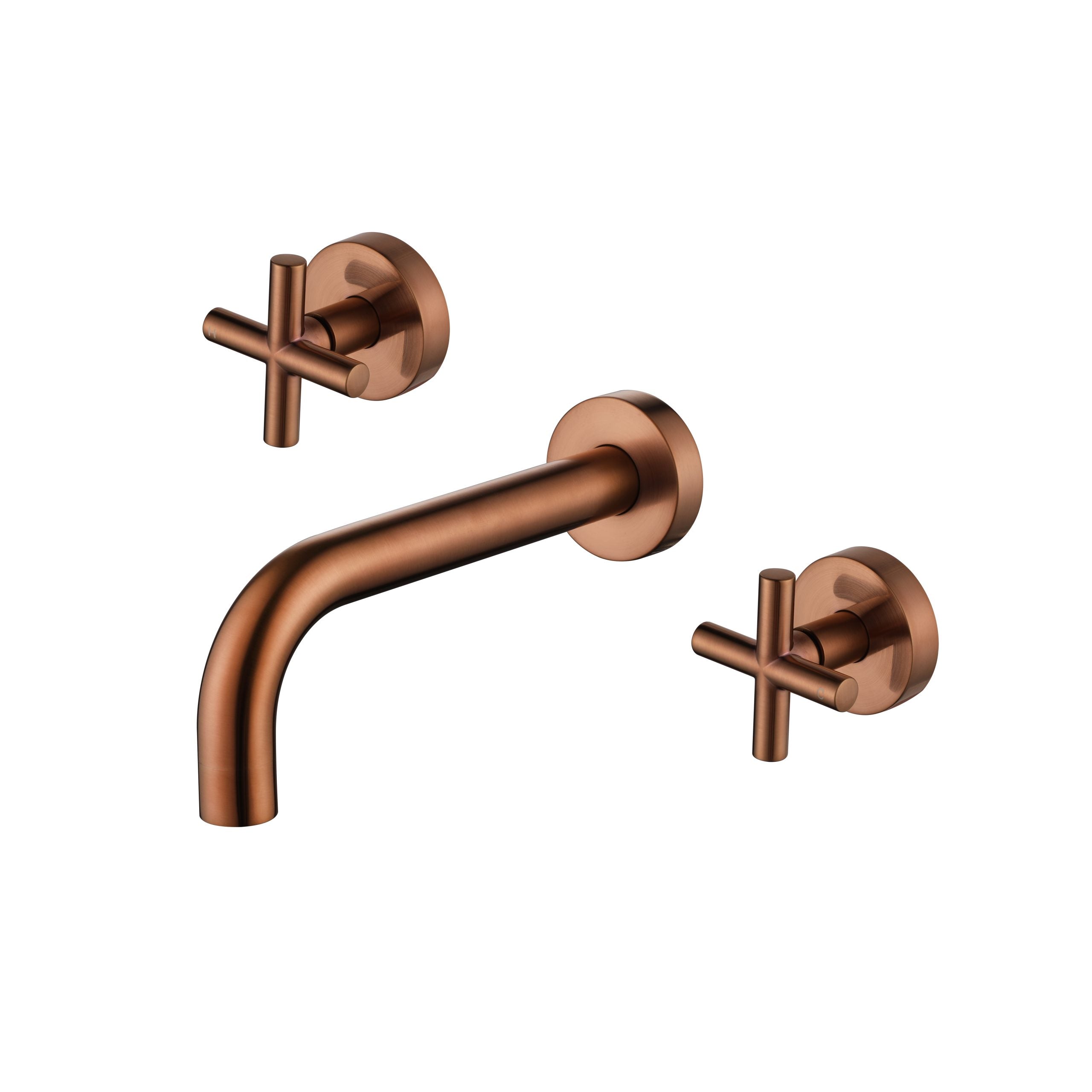 Modern National Cross Handle Ryker Bath/Wall Basin Set 1/4 Turn Champagne