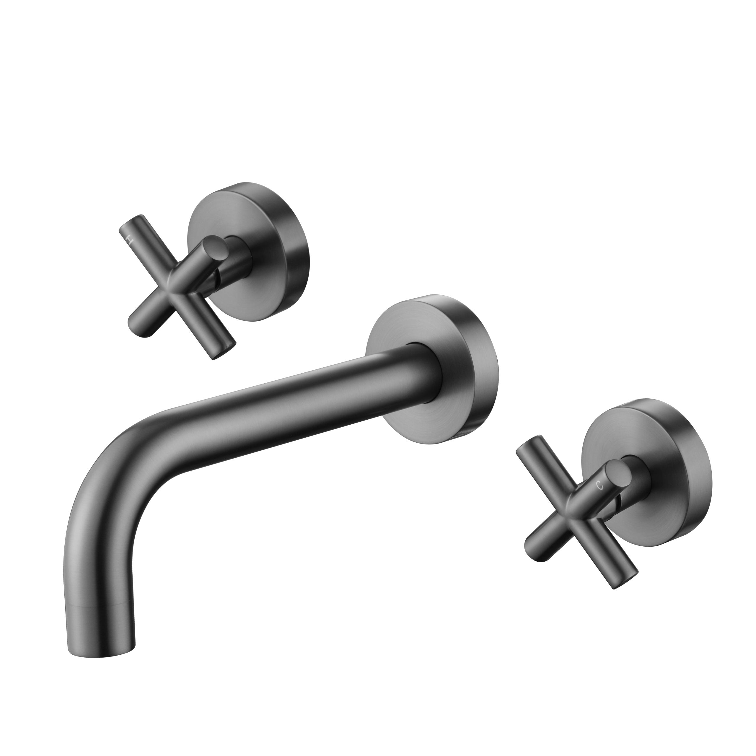 Modern National Cross Handle Ryker Bath/Wall Basin Set 1/4 Turn Gun Metal