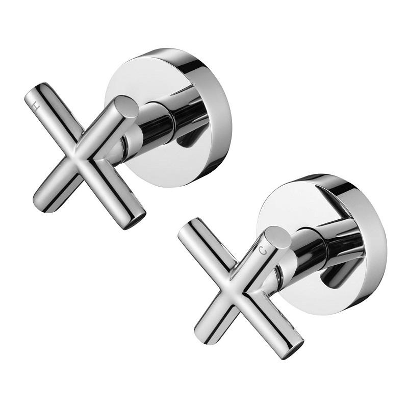 Modern National Cross Handle Ryker Wall Tap Set 1/4 Turn Chrome