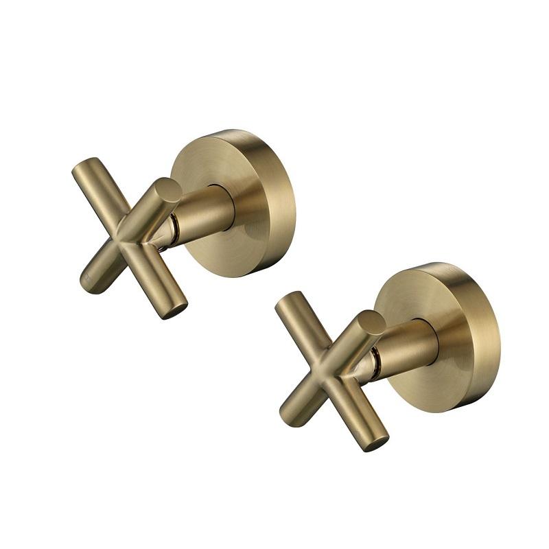 Modern National Cross Handle Ryker Wall Tap Set 1/4 Turn Brushed Bronze Gold