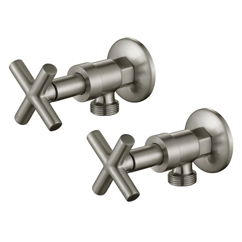 Modern National Cross Handle Ryker Washing Machine Set 1/4 Turn Warm Brushed Nickel