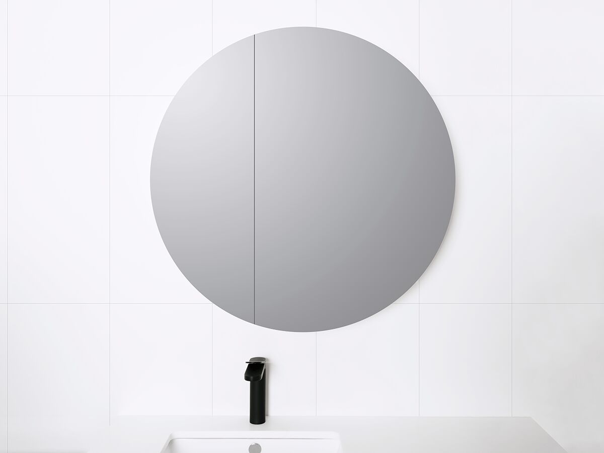 Ovia 800mm Matte White Round Shaving Cabinet