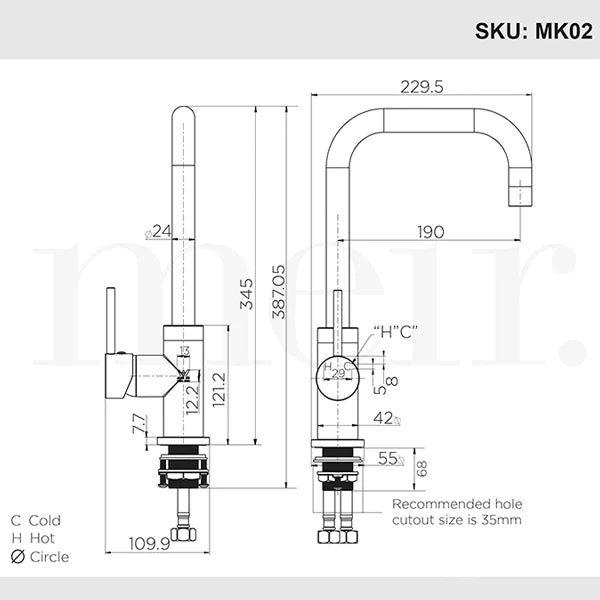 Meir Round Kitchen Mixer Champagne