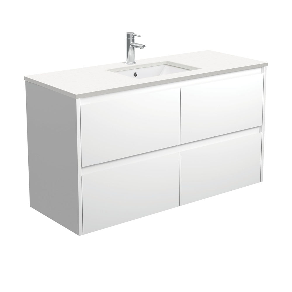 Sarah Crystal Pure Undermount 1200 Amato Satin White Wall-Hung Vanity