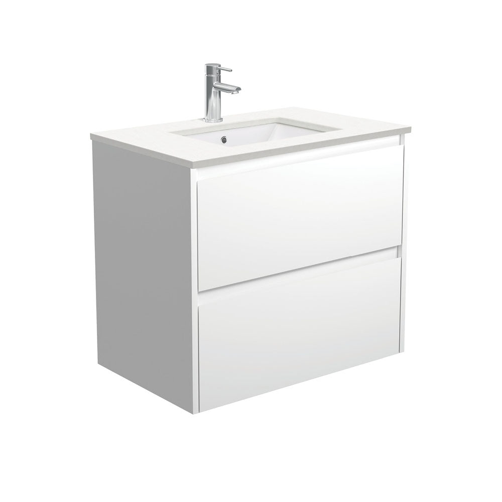 Sarah Crystal Pure Undermount 750 Amato Satin White Wall-Hung Vanity
