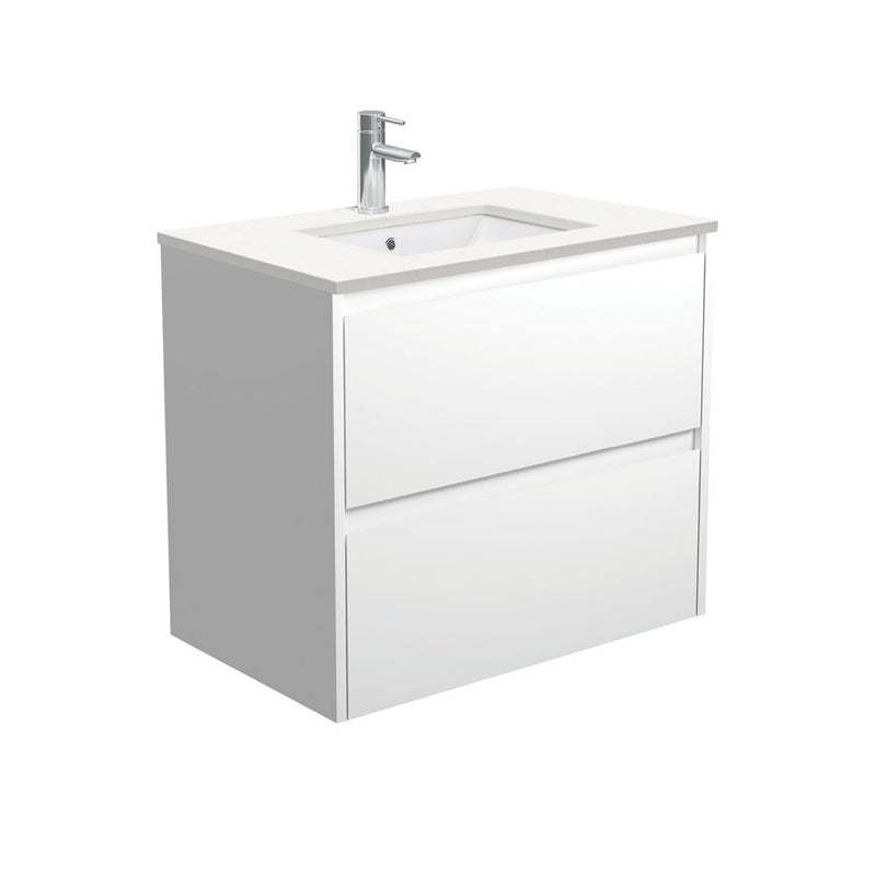 Sarah Crystal Pure Undermount 750 Amato Satin White Wall-Hung Vanity