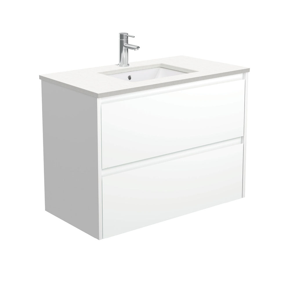 Sarah Crystal Pure Undermount 900 Amato Satin White Wall-Hung Vanity