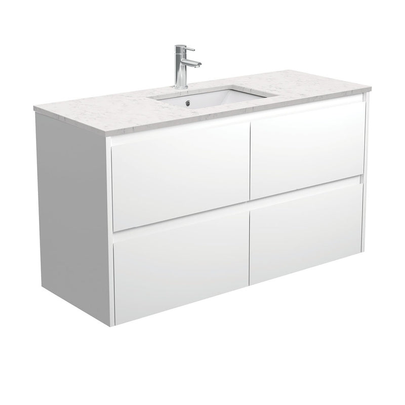 Sarah Bianco Marble Undermount 1200 Amato Satin White Wall-Hung Vanity