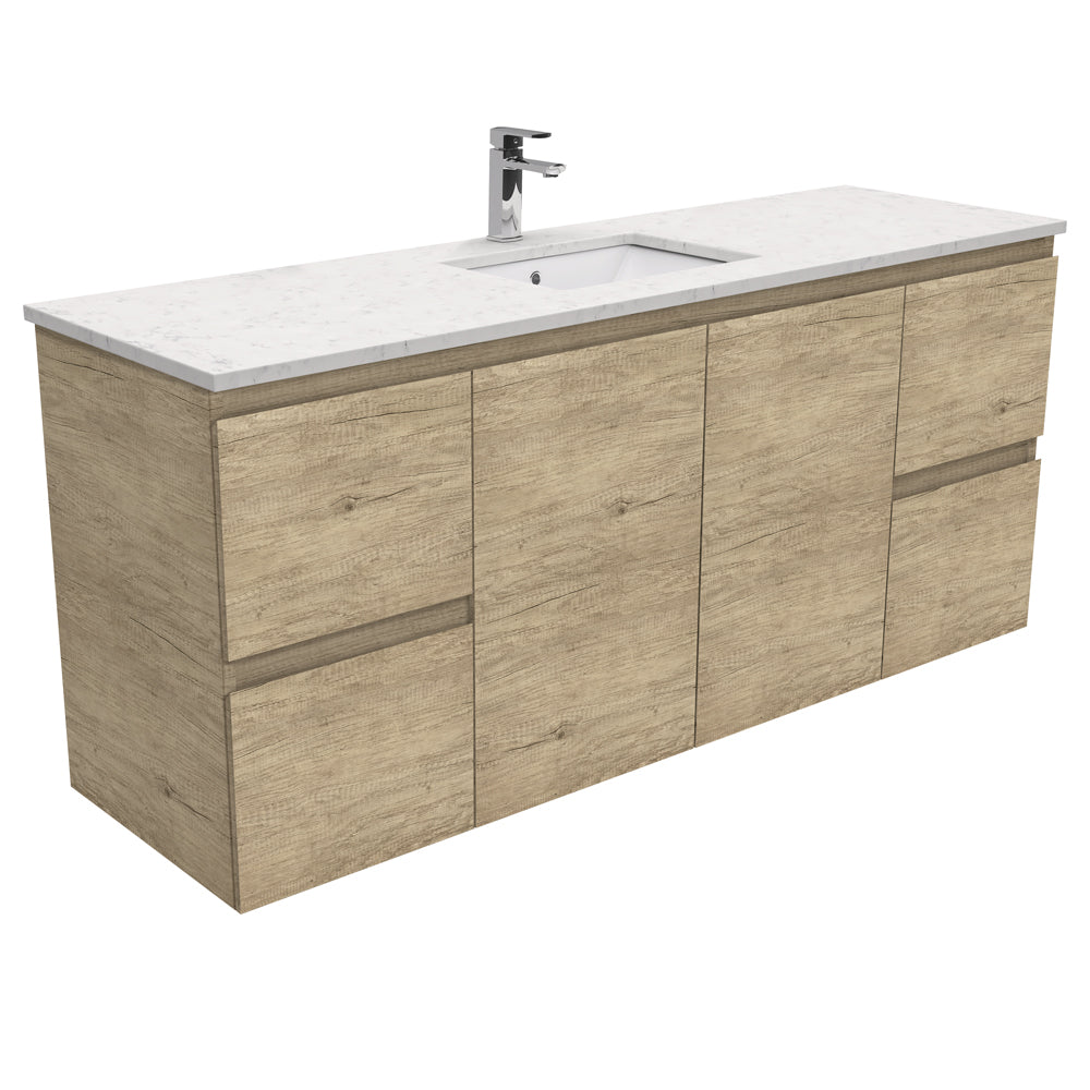 Sarah Bianco Marble Undermount Single Bowl 1500 Edge Scandi Oak Wall-Hung Vanity