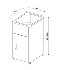 Poseidon 453 x 557 x 900mm 35L Stainless Steel Laundry Tub Cabinet Freestanding