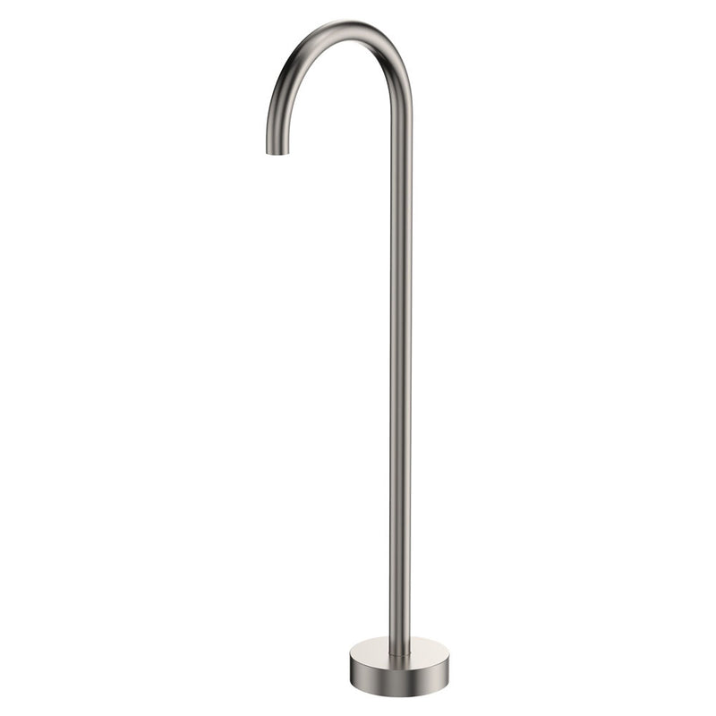 Fienza Kaya Gooseneck Floor Mounted Bath Outlet, Brushed Nickel