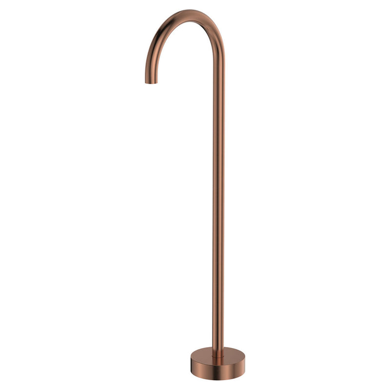 Fienza Kaya Gooseneck Floor Mounted Bath Outlet, Brushed Copper