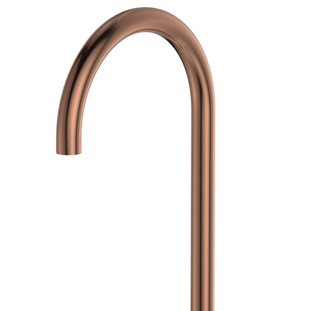 Fienza Kaya Gooseneck Floor Mounted Bath Outlet, Brushed Copper