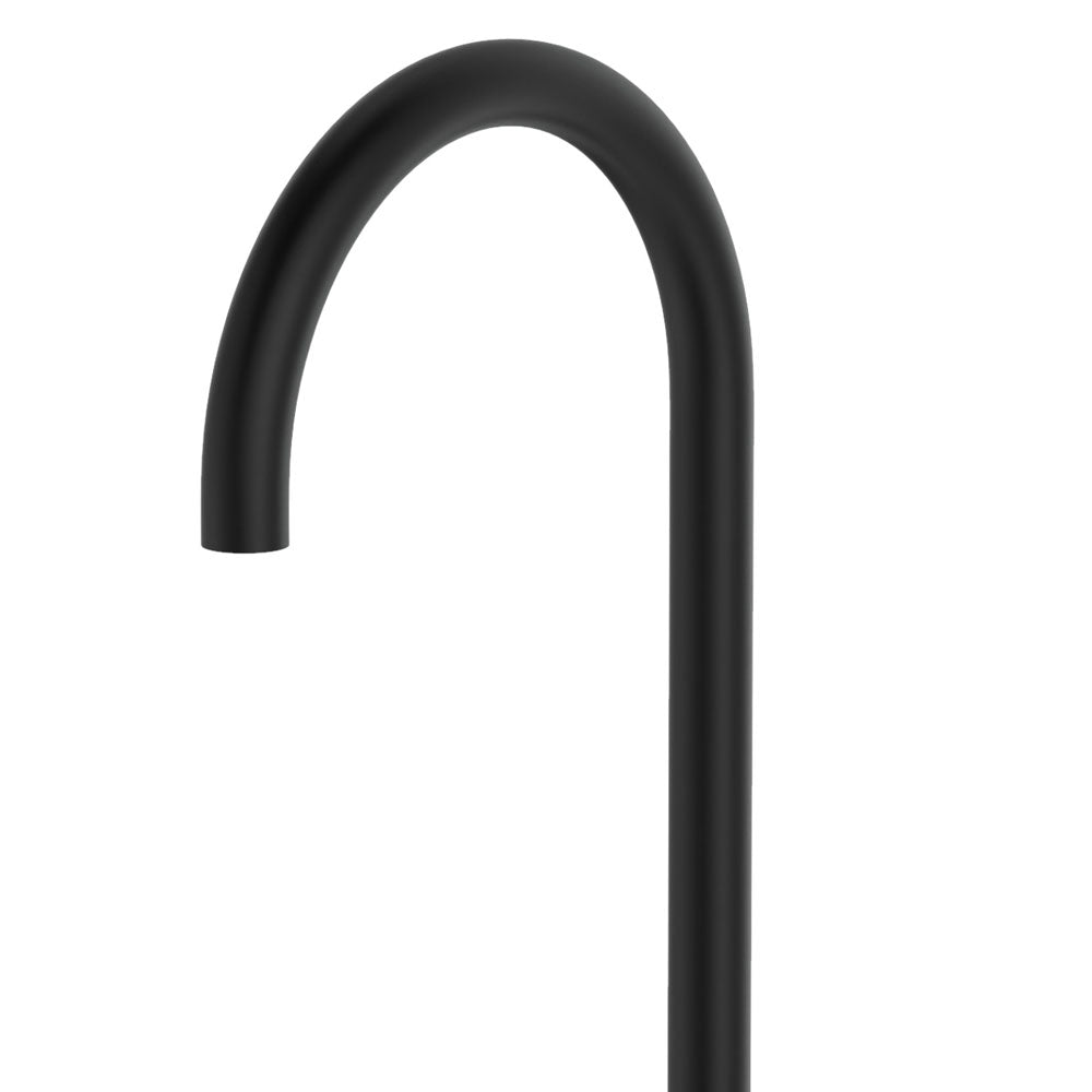 Fienza Kaya Gooseneck Floor Mounted Bath Outlet, Matte Black