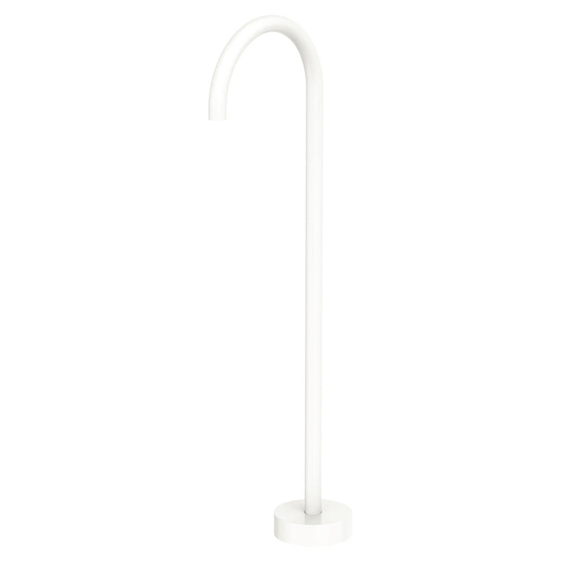Fienza Kaya Gooseneck Floor Mounted Bath Outlet, Matte White