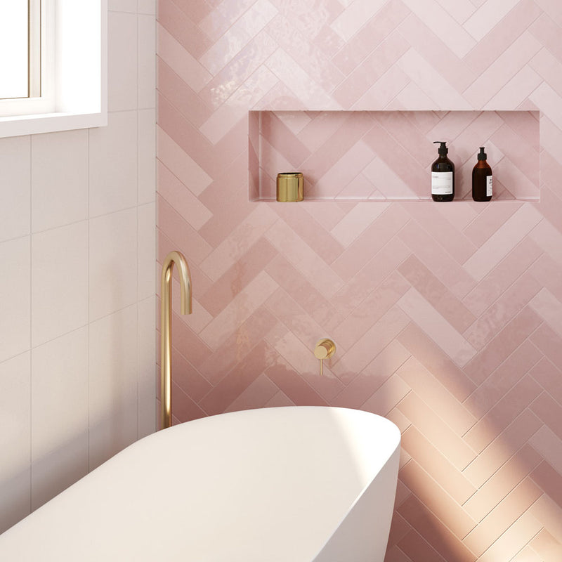 Fienza Kaya Gooseneck Floor Mounted Bath Outlet, Urban Brass