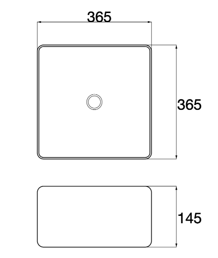 Ovia Claya 365mm Square Counter Top Basin Gloss White