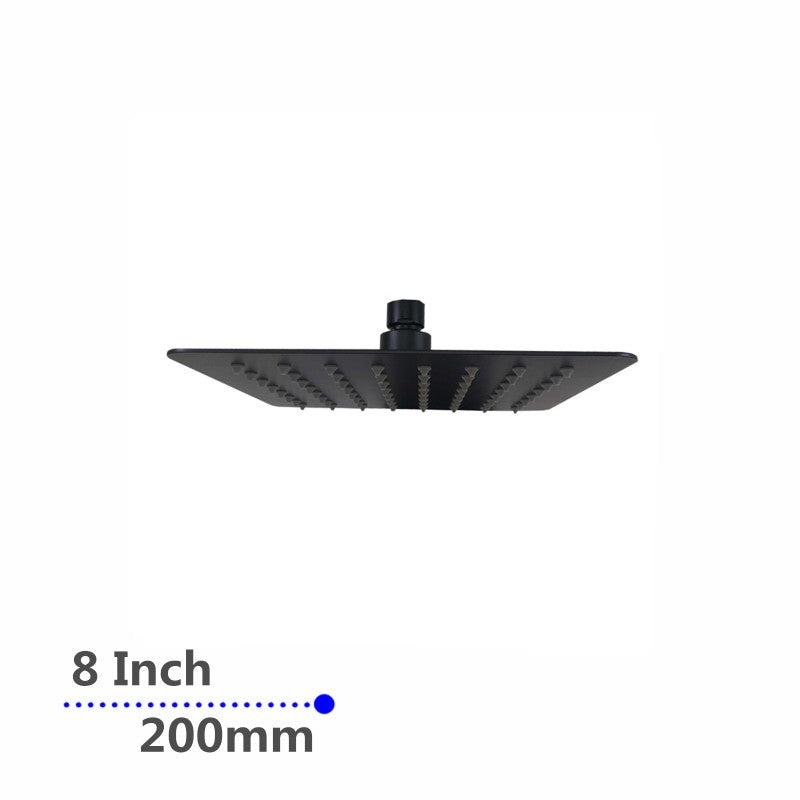 Aquaperla 200mm 8" Stainless Steel 304 Black Super-slim Square Rainfall Shower Head