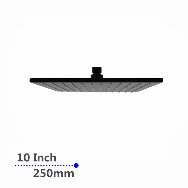 Aquaperla 250mm 10" Solid Brass Black Square Nero Rainfall Shower Head WELS WATERMARK