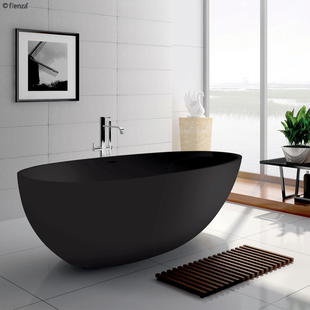 Fienza Bahama Matte Black Stone Bath 1700mm