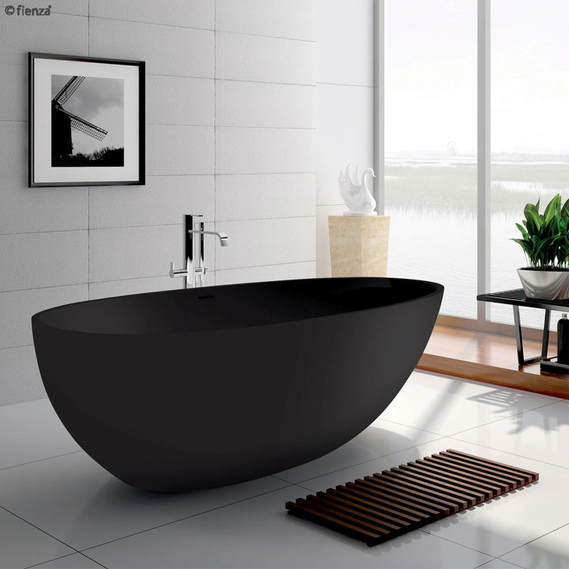 Fienza Bahama Matte Black Stone Bath 1700mm