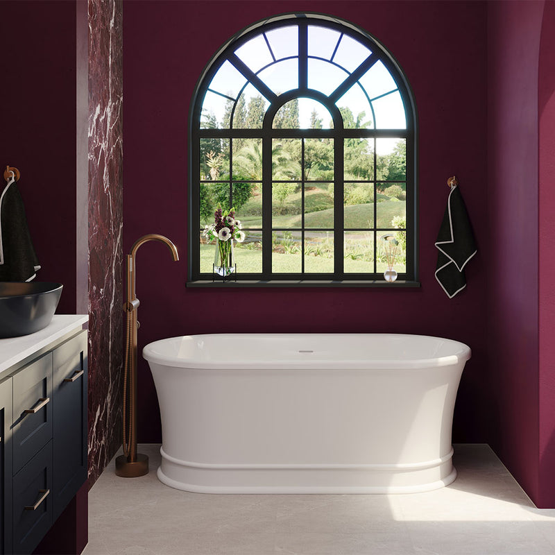 Fienza 1500mm Lillian Federation Freestanding Solid Surface Matte Exterior Acrylic White Bath