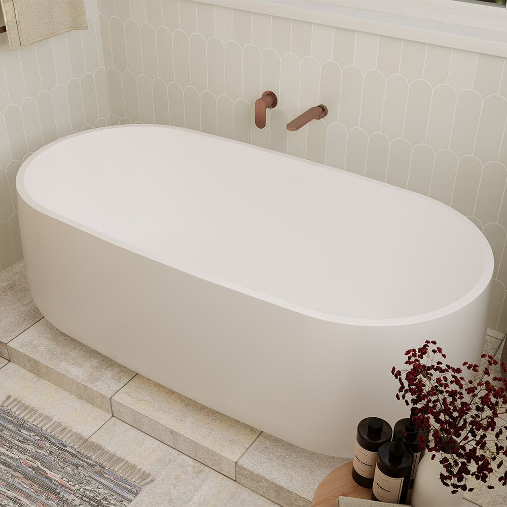 Fienza Nuvola Solid Surface Bath, 1600mm, Matte White