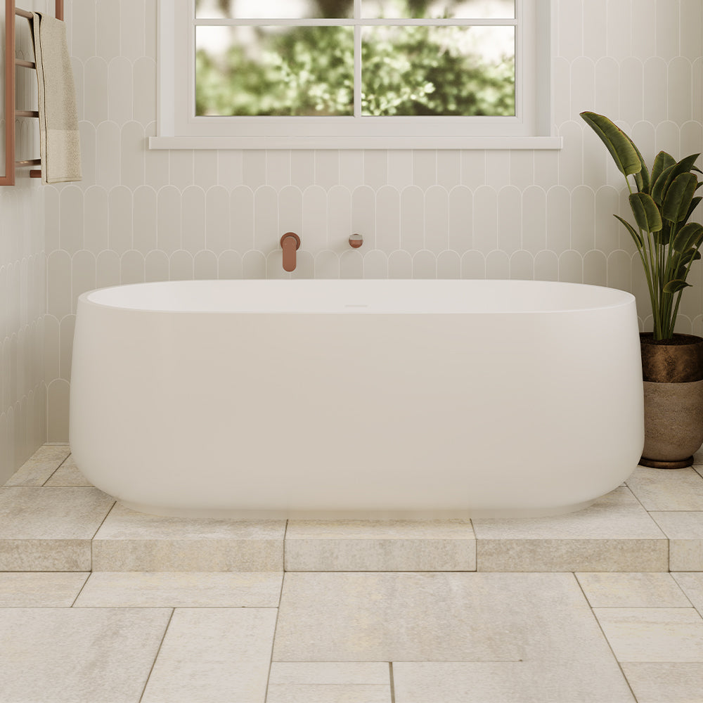 Fienza Nuvola Solid Surface Bath, 1600mm, Matte White