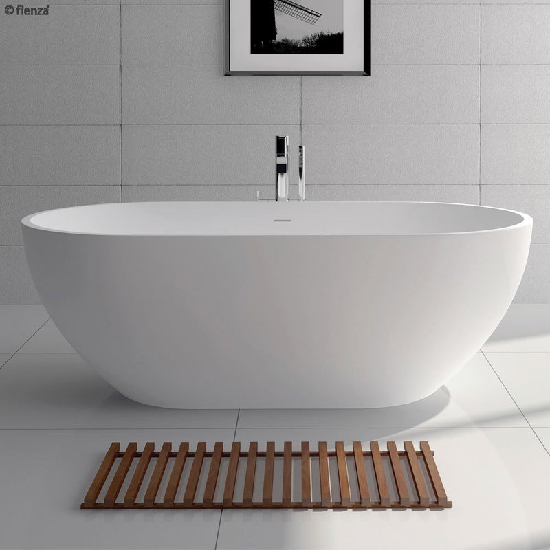 Fienza Nero 1550 Matte White Stone Free Standing Bath Tub