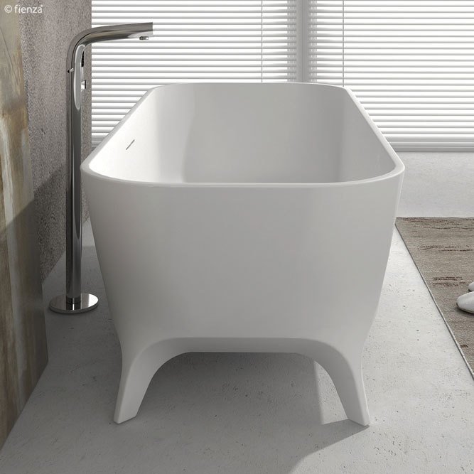Fienza Hampton 1600 Matte White Cast Stone Free Standing Bath Tub