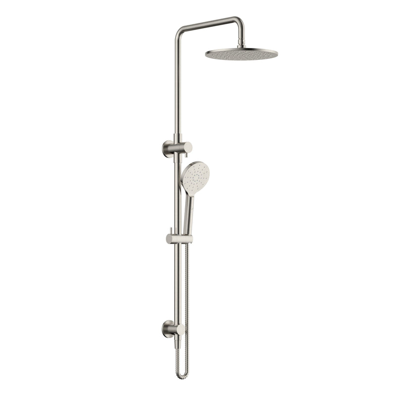Modern National 2 in 1 Star Luxury Twin Rail Shower System Warm Brushed Nickel