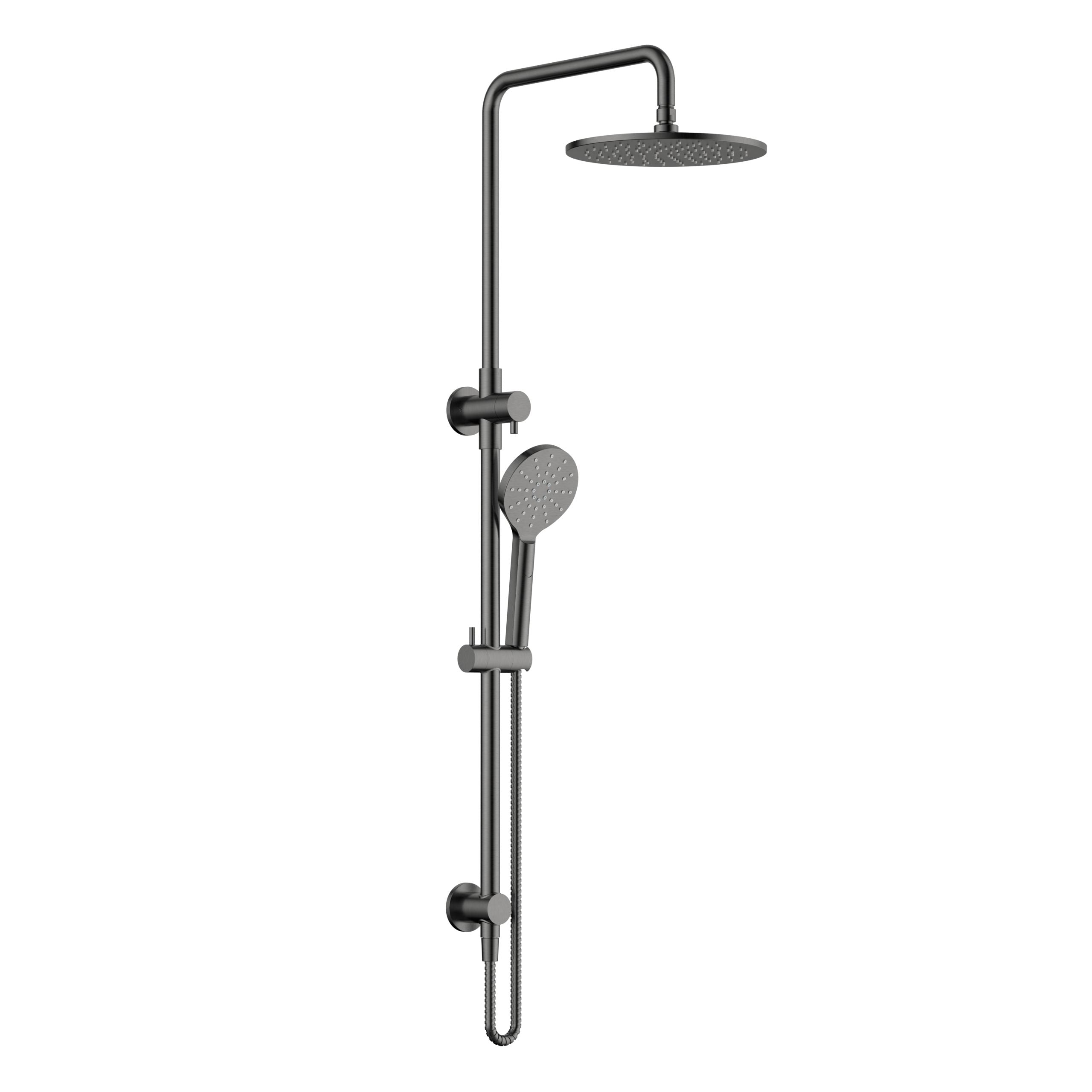 Modern National 2 in 1 Star Luxury Twin Rail Shower System Brushed Gun Metal