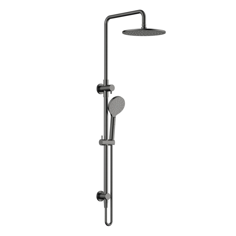 Modern National 2 in 1 Star Luxury Twin Rail Shower System Brushed Gun Metal