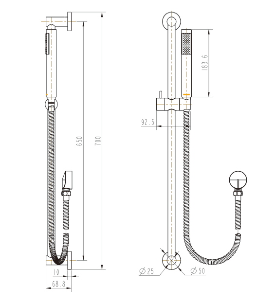 Star Mini Hand Shower On Rail Antique Brass
