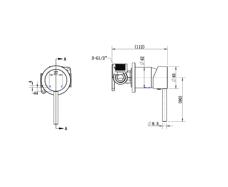 Star Mini Wall Shower Mixer 60mm Dusk Champagne