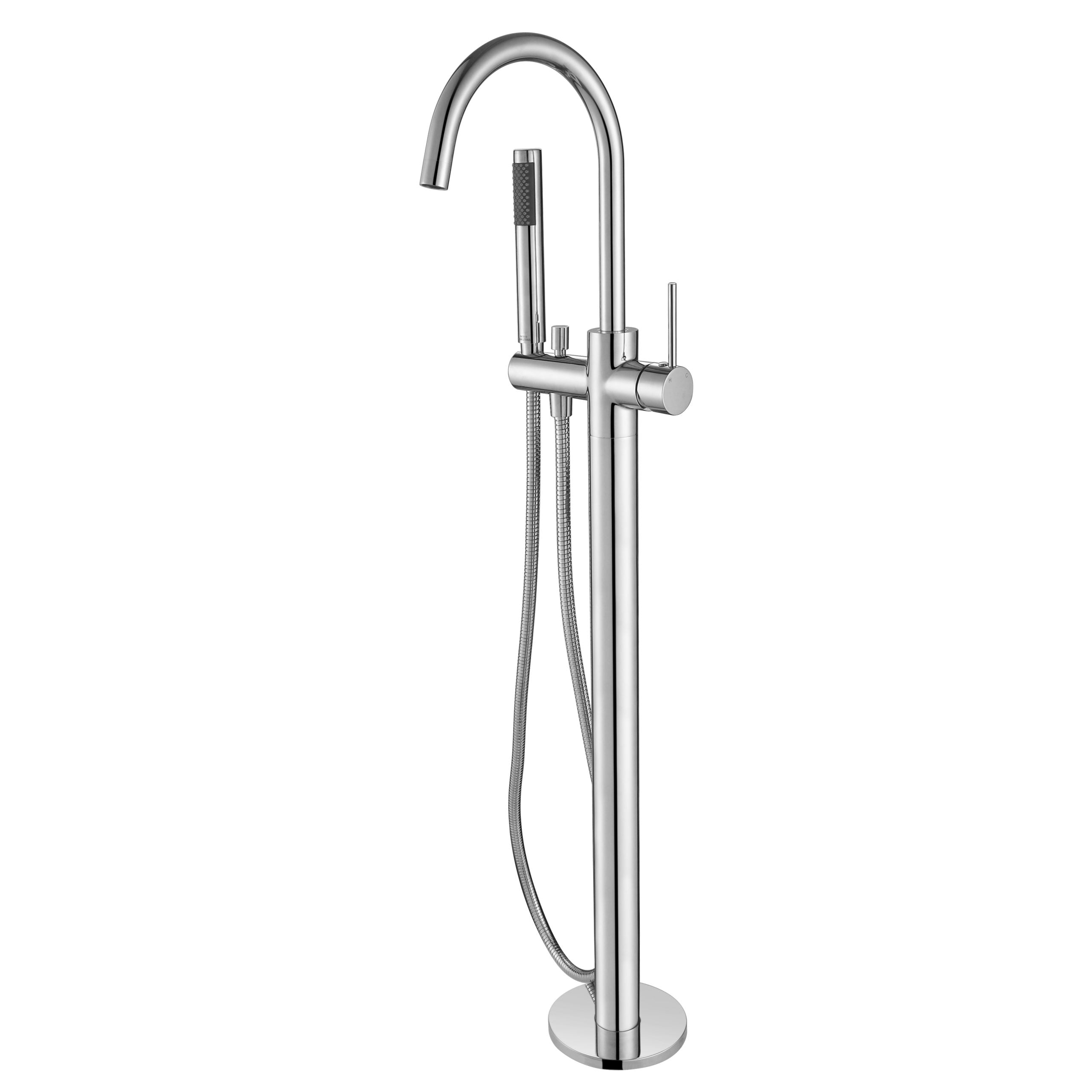 Modern National Star Freestanding Floor Standing Bath Mixer Chrome with Hand Microphone Shower