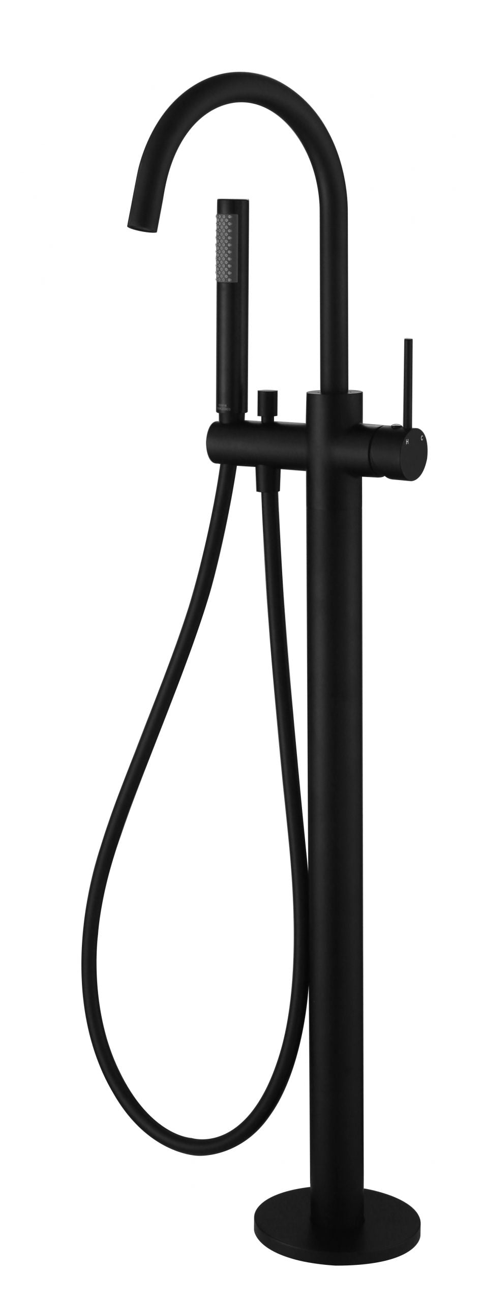 Modern National Star Freestanding Floor Standing Bath Mixer Matte Black with Hand Microphone Shower