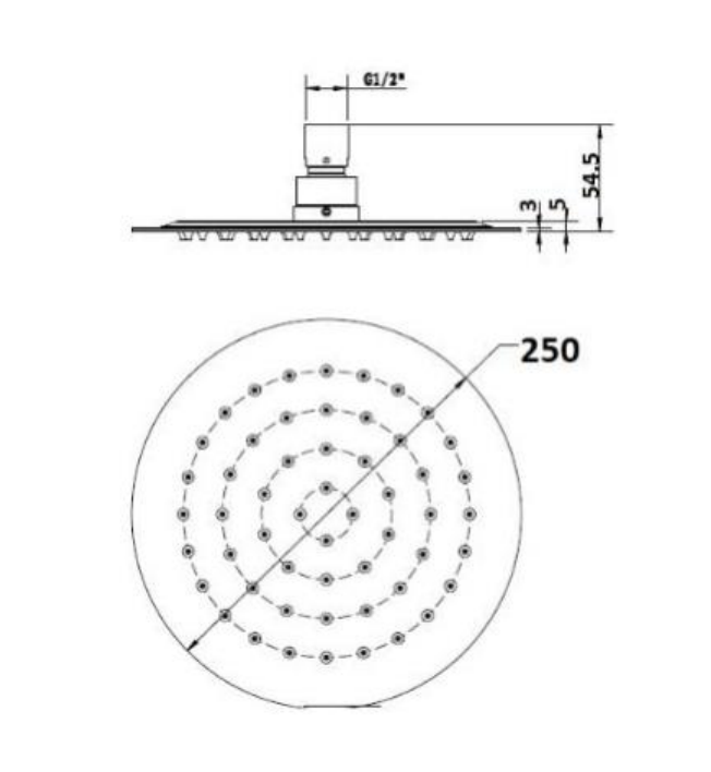 Ovia Milan Brushed Gold 250mm Shower Head