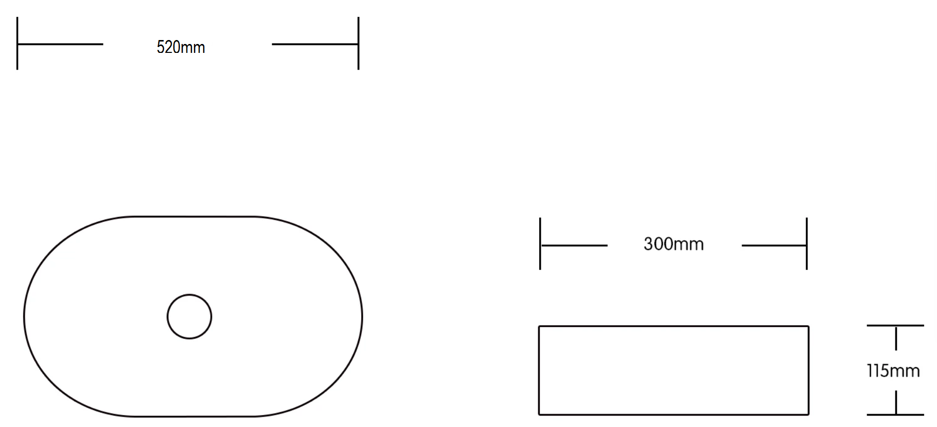 Ovia 520x300x115mm Matte White Above Counter Ceramic Pill Oval Shaped Basin