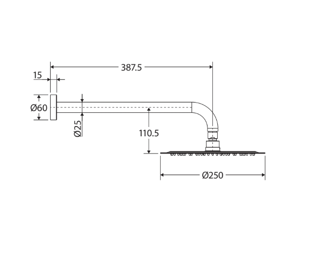 Fienza Kaya Wall Arm Shower Set, Brushed Nickel