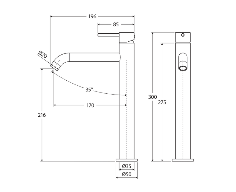Kaya Tall Basin Mixer, Gun Metal