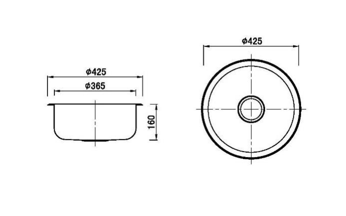 Round Kitchen SInk 430mm Stainless Steel