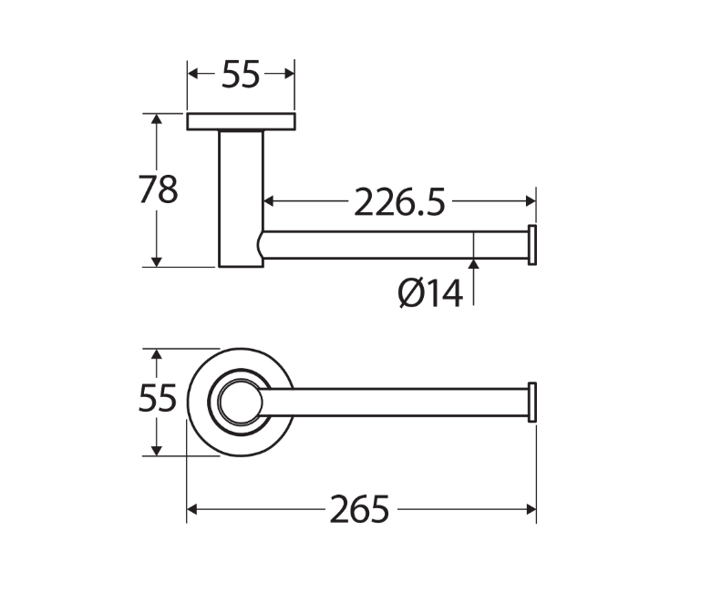 Kaya Hand Towel Rail/Roll Holder, Gun Metal