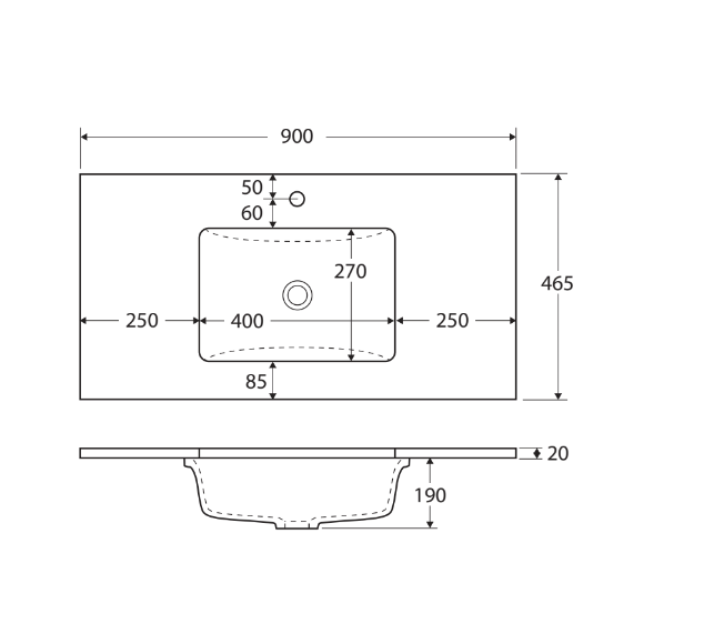 Sarah Crystal Pure Undermount 900 Amato Satin White Wall-Hung Vanity