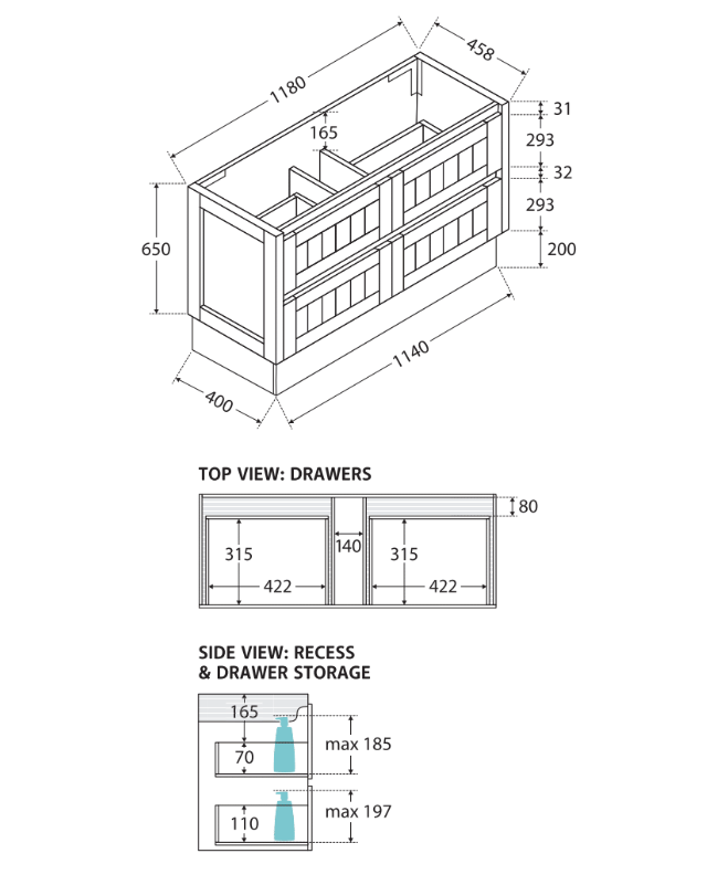 Sarah Bianco Marble Undermount 1200 Hampton Vanity on Kick