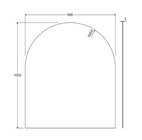 900 x 1050mm Arch Mirror Pencil Edge Copper Free
