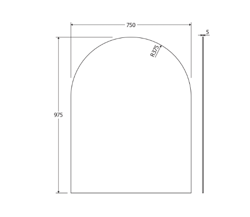 750 x 975mm Arch Mirror Pencil Edge Copper Free