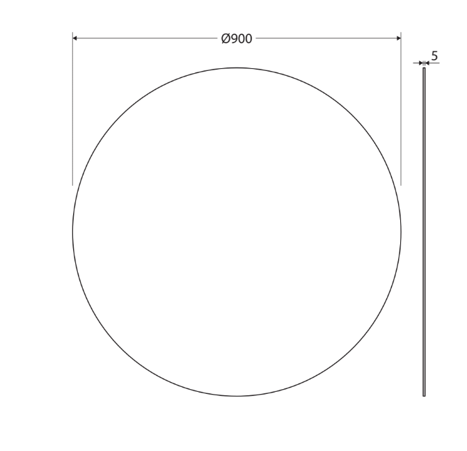 Ovia Round 900mm Pencil Edge Copper Free Mirror