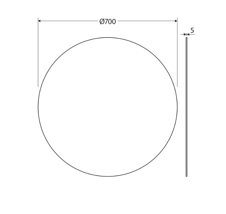 Ovia Round 700mm Pencil Edge Copper Free Mirror